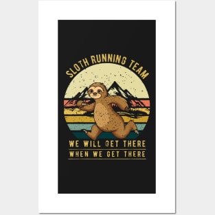 Sloth Running Team Shirt - Retro Vintage Sloth TShirt Posters and Art